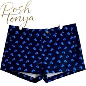 J.Crew Navy Sailboat Print Chino Shorts Size 8 Coastal Preppy